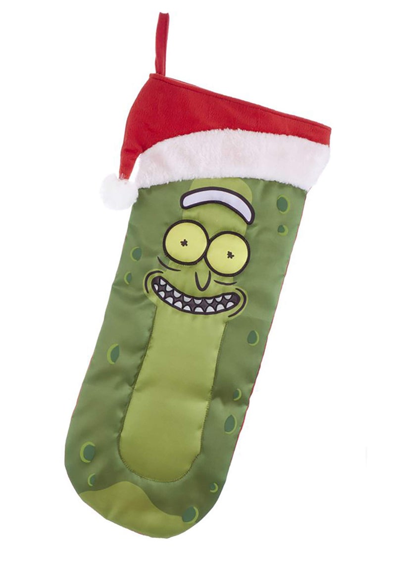 Kurt Adler Rick and Morty Pickle Rick Stocking with Santa Hat - Image 1